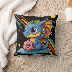 Retro Vibing Cute Dragon Big Print Cushion