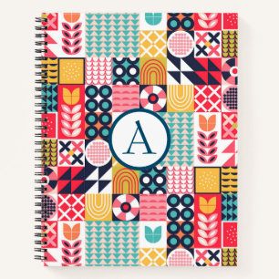 Retro Vibrant Geometric Colourful Pattern Notebook