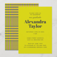 Retro Vibrant Yellow Plaid Trendy Graduation Party