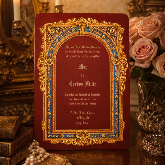 Retro Victorian Era 1887 Arched Frame Wedding Invitation (Creator Uploaded)