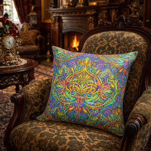 Retro Victorian Era Art Nouveau Ornament Pattern Cushion