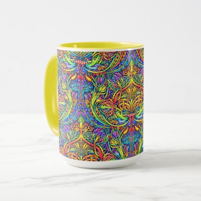 Retro Victorian Era Art Nouveau Ornament Pattern Mug (Front Left)