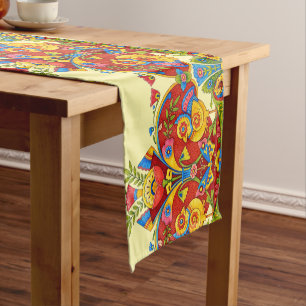 Retro Victorian Era Birds Butterflies Frieze Short Table Runner