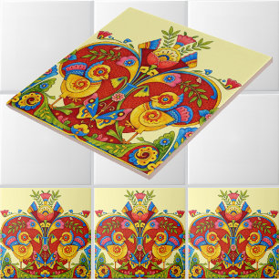 Retro Victorian Era Birds Butterflies Frieze Tile