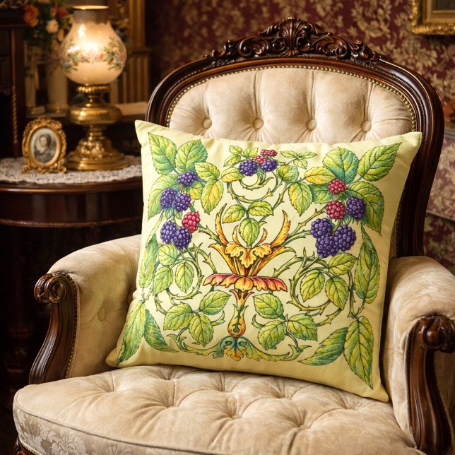 Retro Victorian Era Blackberries Cushion (Creator Uploaded)