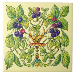Retro Victorian Era Blackberries Tile