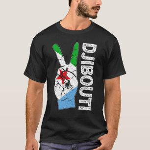Retro Victory Two Fingers Djibouti Flag Patriotic T-Shirt
