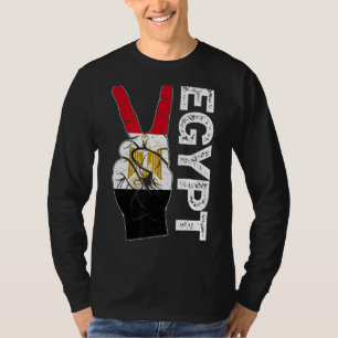 Retro Victory Two Fingers Egypt Flag Patriotic T-Shirt