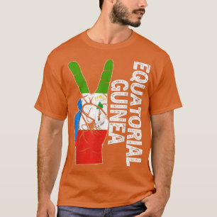 Retro Victory Two Fingers Equatorial Guinea Flag P T-Shirt