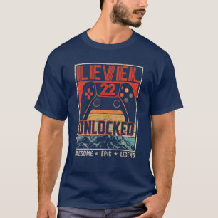 Retro Video Controller Vintage Unlocked Level 22 B T-Shirt