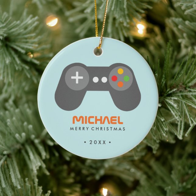 Retro Video Game Controller Christmas Ceramic Tree Decoration (Tree)