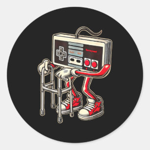 Retro Video Game Controller With Walker Funny Game Classic Round Sticker