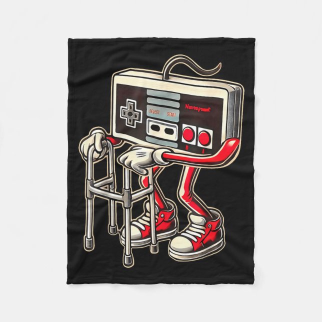 Retro Video Game Controller With Walker Funny Game Fleece Blanket (Front)