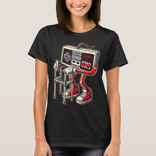 Retro Video Game Controller With Walker Funny Game T-Shirt (Front)