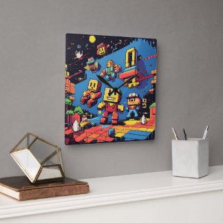 Retro Video Game Culture1 Square Wall Clock