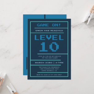 Retro Video Game Level Up Birthday Party Invitation