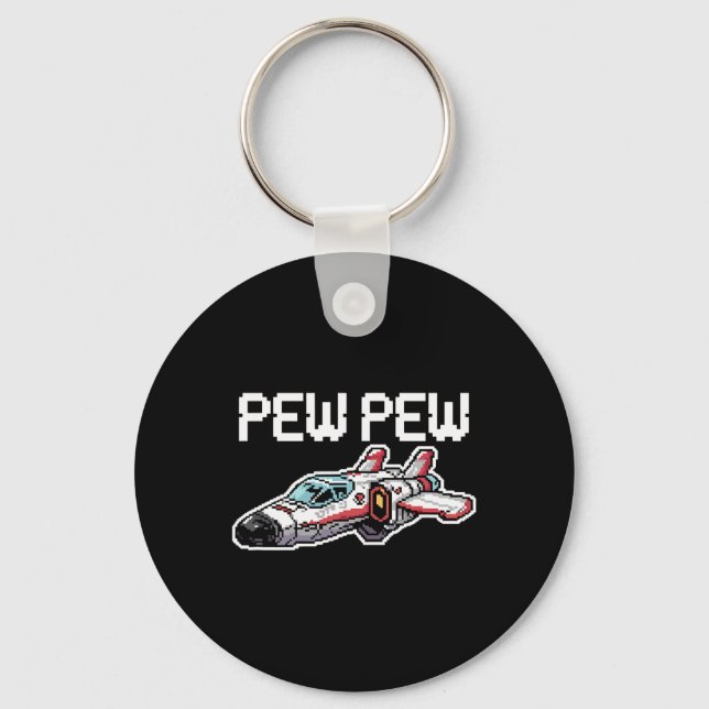 Retro Video Game Ship Arcade Funny Nostalgia Gamer Key Ring (Front)