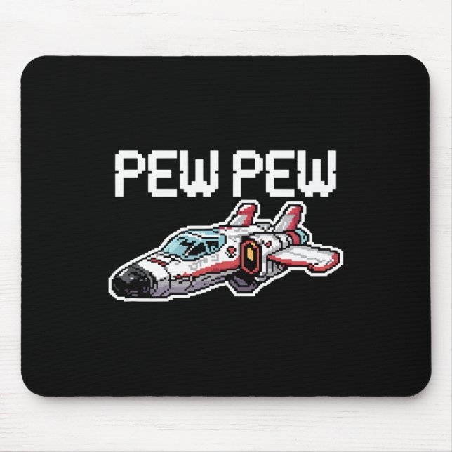 Retro Video Game Ship Arcade Funny Nostalgia Gamer Mouse Pad (Front)