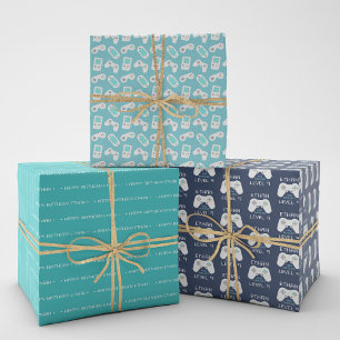Retro Video Game Theme Personalised Birthday Wrapping Paper Sheet