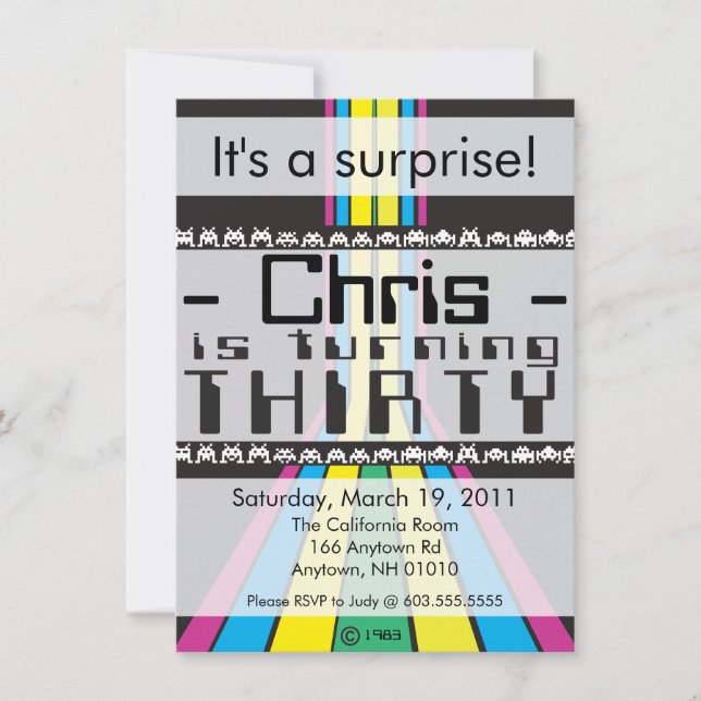 Retro Video Game Thirtieth Birthday Invitation (Front)