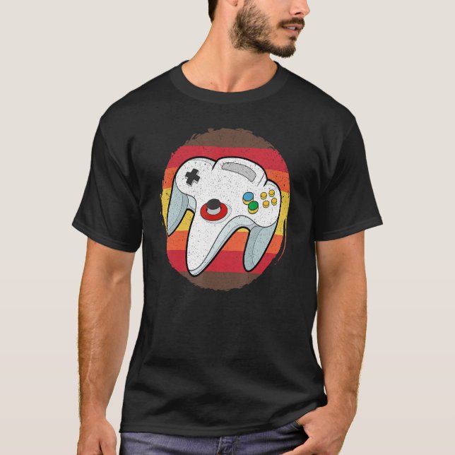 Retro Video Games Gaming Controller Gamer T-Shirt (Front)