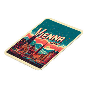 Retro Vienna city Austria skyline gifts Magnet