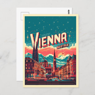 Retro Vienna city Austria skyline gifts  Postcard