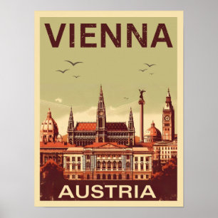 Retro Vienna city Austria skyline gifts Poster