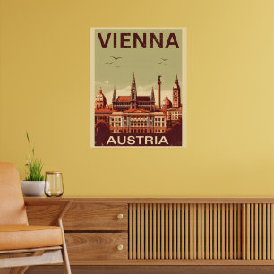 Retro Vienna city Austria skyline gifts Poster