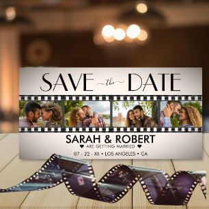 Retro Vignette Photo Collage Film Strip Save The Date