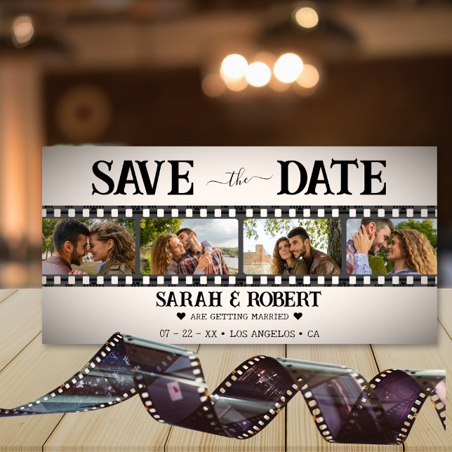 Retro Vignette Photo Collage Film Strip Save The Date (Retro Vignette Photo Collage Film Strip Save The Date)