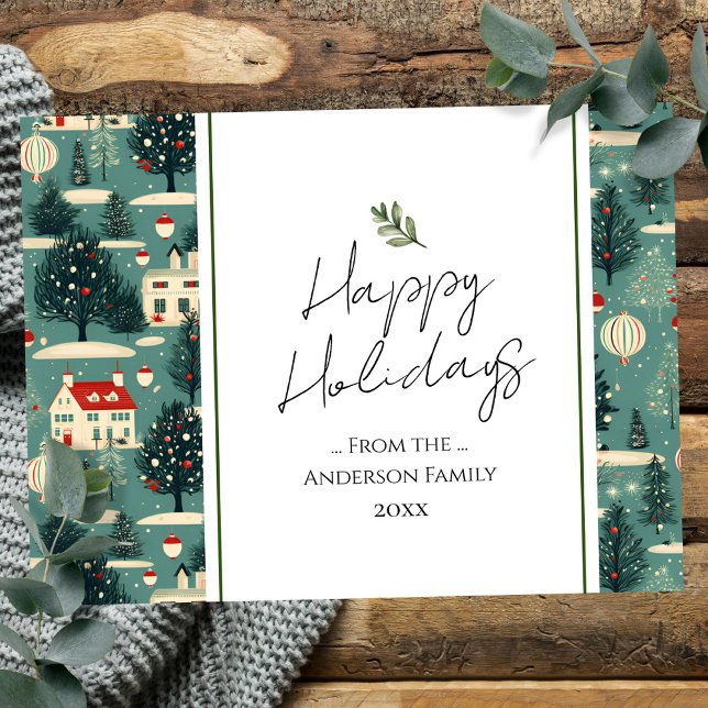 Retro Village Town Christmas Greetings  Postcard (Creator Uploaded)