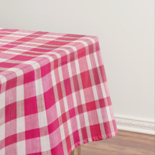 Retro Vinatge Pink Textured Plaid  Tablecloth