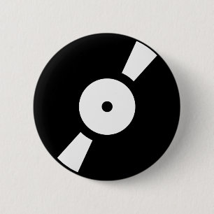 retro vinly record 6 cm round badge