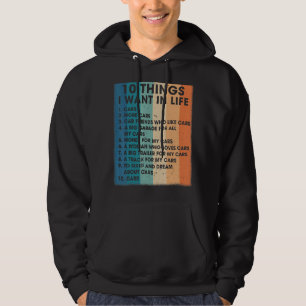 Retro Vintage 10 Things I Want In My Life Cars Mor Hoodie