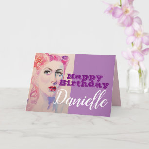 Retro Vintage 1940s Woman Happy Birthday Card