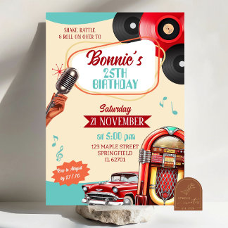 Retro Vintage 1950s Adult Birthday Party Invitation