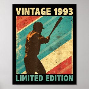 Retro Vintage 1993 Baseball Lover Limited Edition Poster