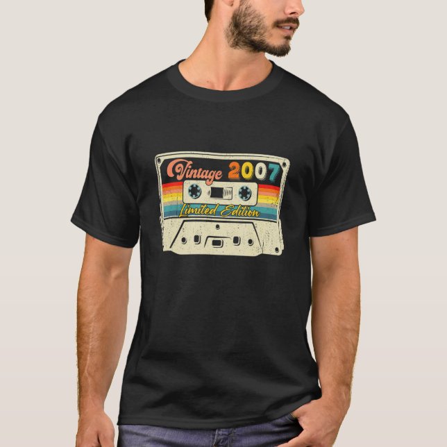 Retro Vintage 2007 Cassette Tape   Birthday T-Shirt (Front)
