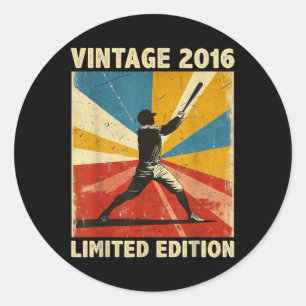 Retro Vintage 2016 Baseball Lover Limited Edition  Classic Round Sticker