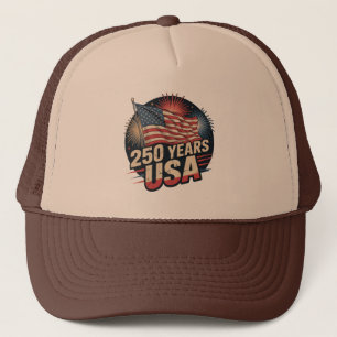Retro Vintage 250 Years USA American Flag Hat 