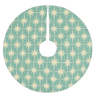 Retro Vintage 50s 60s Mid-century Atomic Teal Mint Brushed Polyester Tree Skirt