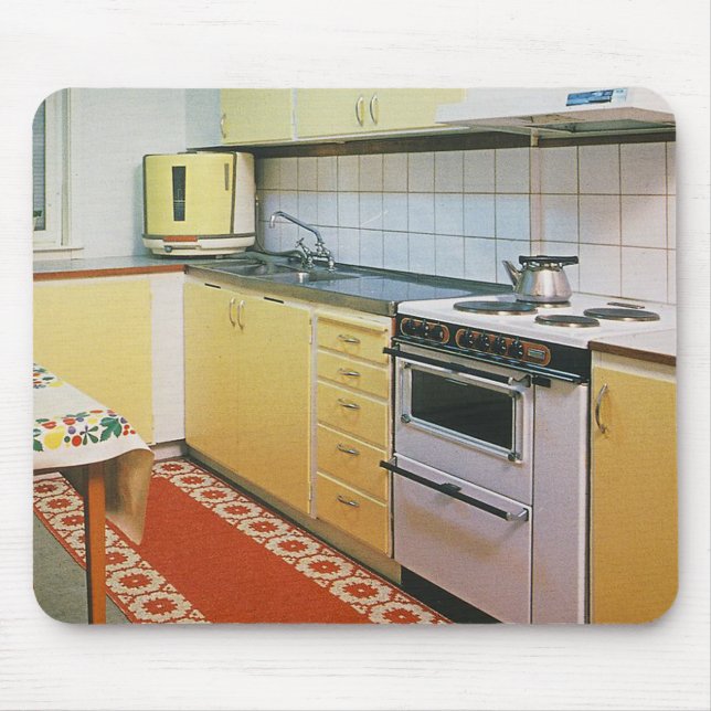 Retro Vintage 50s Kitchen Scene Computer Mousepad (Front)