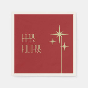 Retro Vintage 50s Stars Minimalist Happy Holidays Napkin