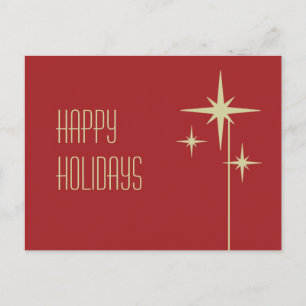 Retro Vintage 50s Stars Minimalist Happy Holidays Postcard