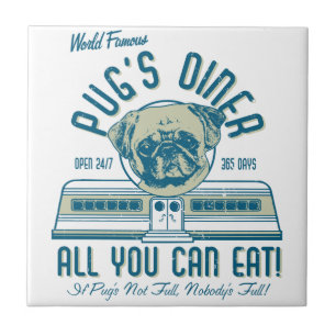 Retro Vintage 50s Style Pug's Diner Tile