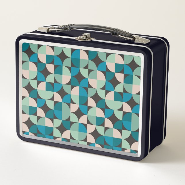 Retro Vintage 60's Pattern Metal Lunch Box (Front)