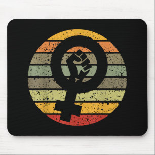 Retro Vintage, 70s 80s 90s Feminist Mouse Pad