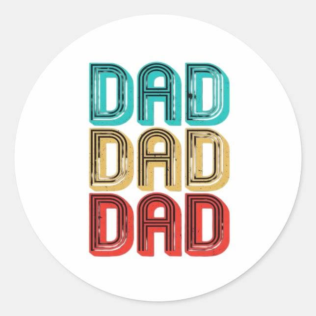Retro Vintage 70s Dad Essential Classic Round Sticker (Front)
