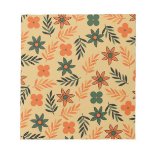 Retro Vintage 70s Floral Flower Leaves Pattern Notepad